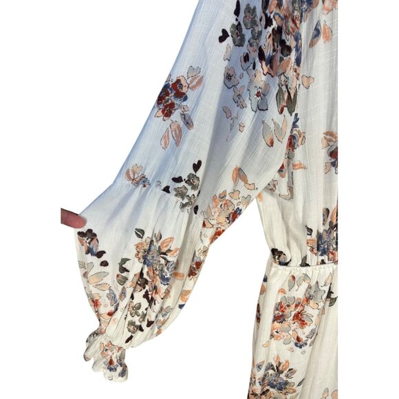 American Rag Women's M Maxi Dress Floral Blouse, Long Sleeve Side Slits - Picture 6 of 13